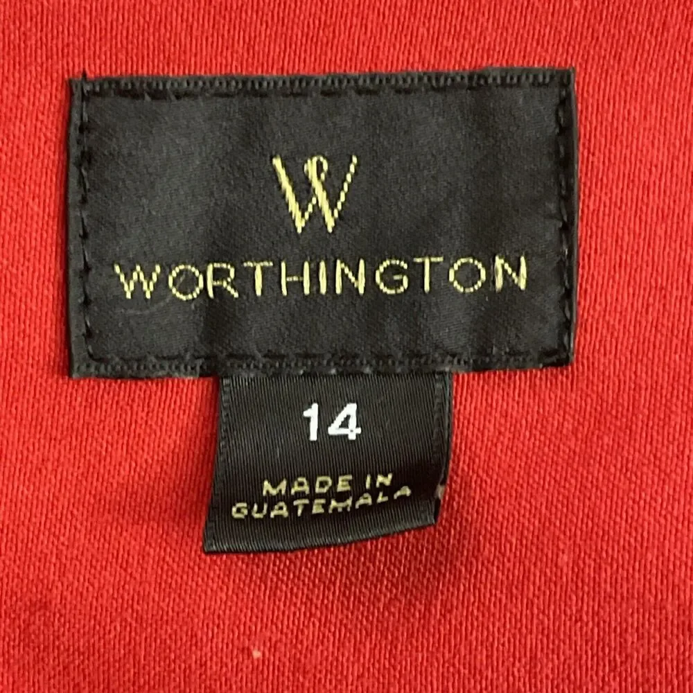 Worthington Women’s 14 Red Skirt Retro Classic Back Slit Faux Pockets